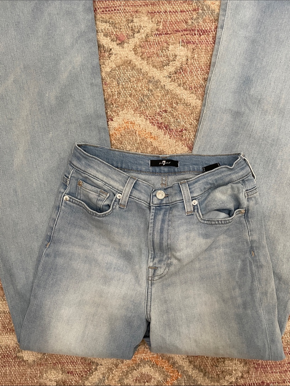 7 For All Mankind Modern Dojo Light Blue Wide Leg Jeans Size 28 - Picture 5 of 6